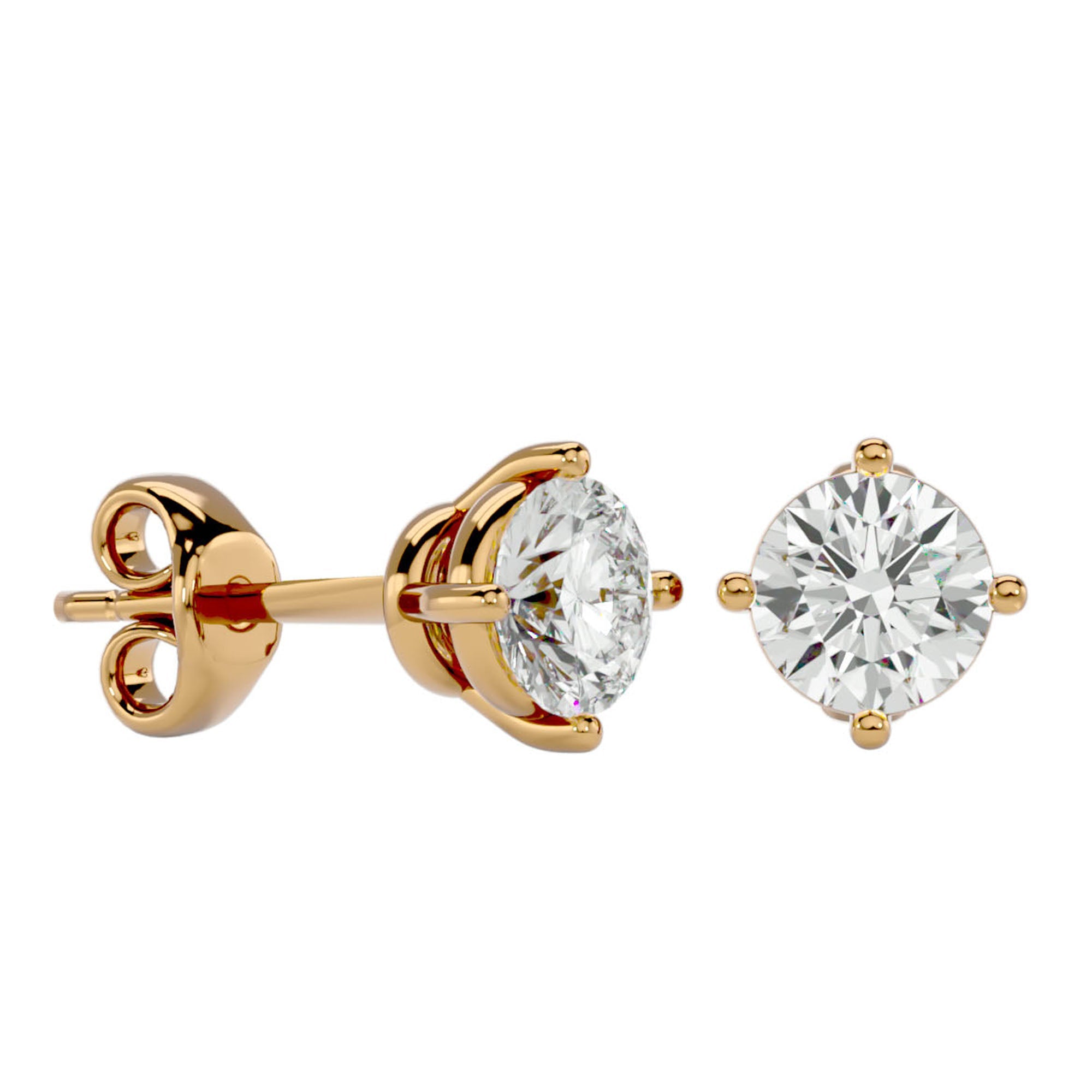 Cercei Stud Cu Diamante Naturale Tăietură Rotundă Briliantă de 1.05 ct din 18k Aur Galben - Castelo.ro