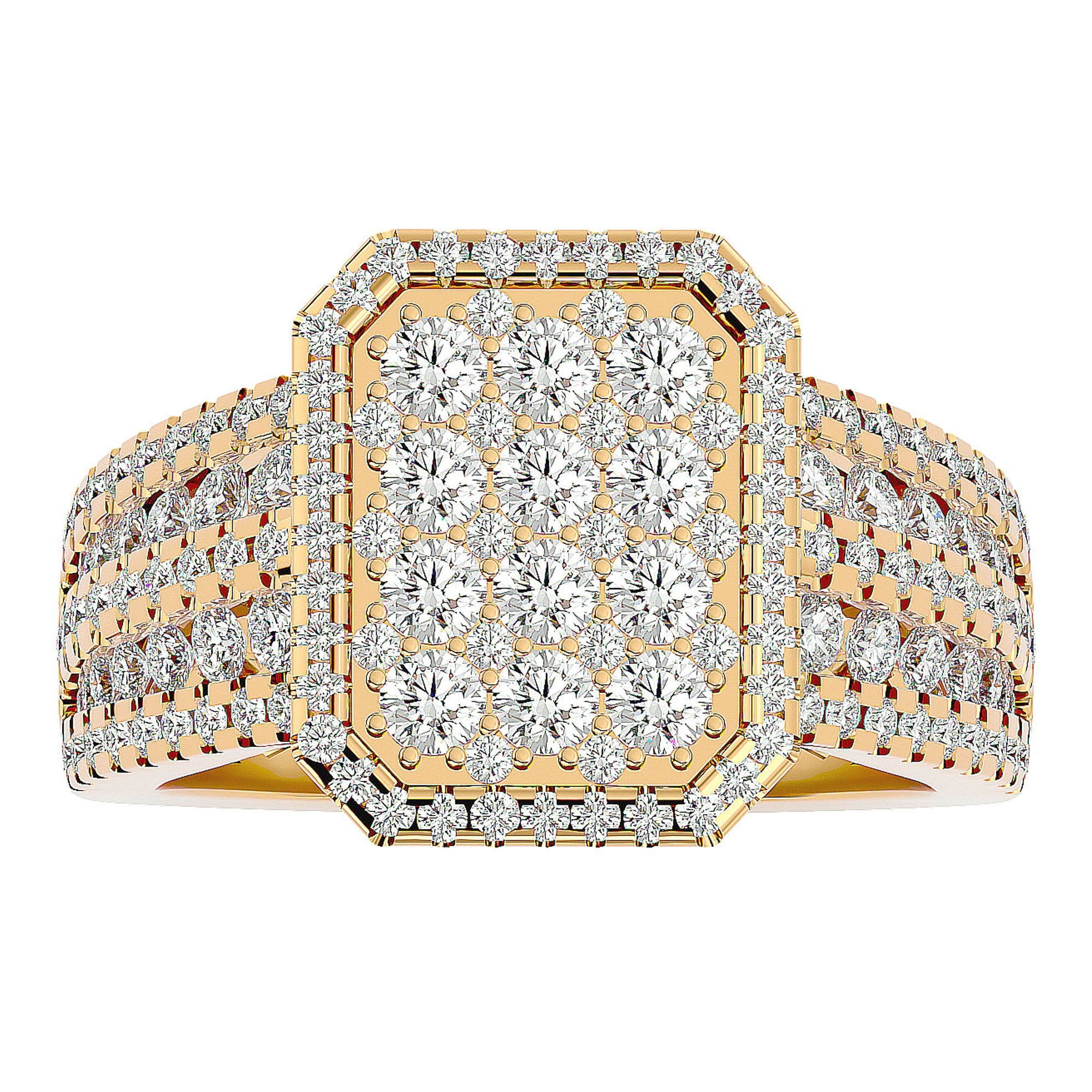Inel Nobil cu Diamante Naturale Pavé de 1.53 ct din 18k Aur Galben - Castelo.ro