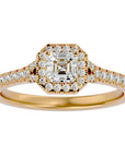 Inel de Logodnă Retro Pavé cu Moissanite de 0.46 ct din 18k Aur Galben - Castelo.ro