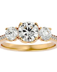 Inel de Logodnă din Aur 14k cu Trei Diamante Naturale Solitaire Pavè de 1.80 ct din 14k Aur Galben - Castelo.ro