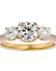 Inel de Logodnă din Aur 14k cu Trei Diamante Naturale Solitaire Pavè de 1.80 ct din 14k Aur Galben - Castelo.ro