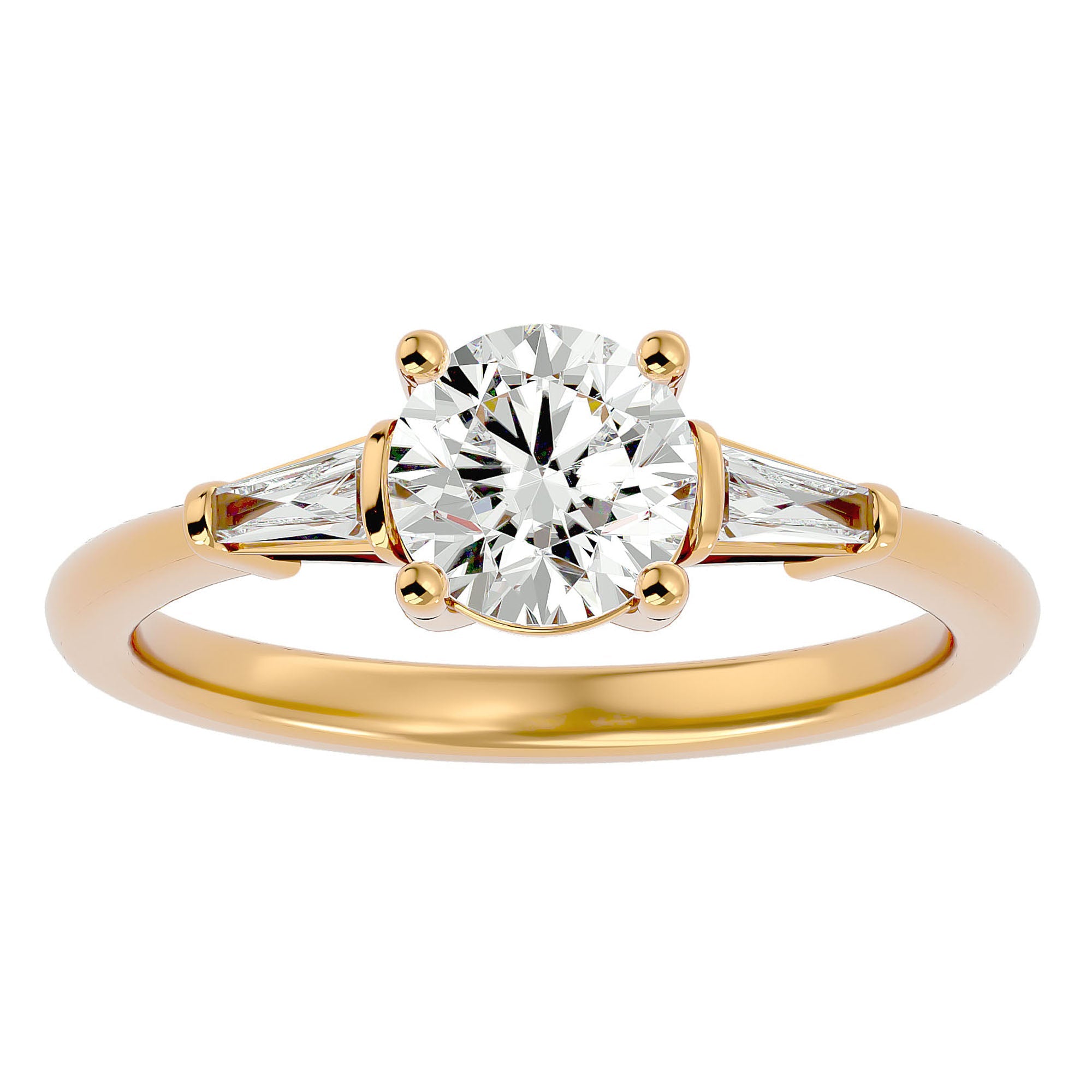 Inel de Logodnă cu Trei Moissanite de 1.22 ct din 18k Aur Galben - Castelo.ro