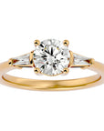 Inel de Logodnă cu Trei Moissanite de 1.22 ct din 18k Aur Galben - Castelo.ro