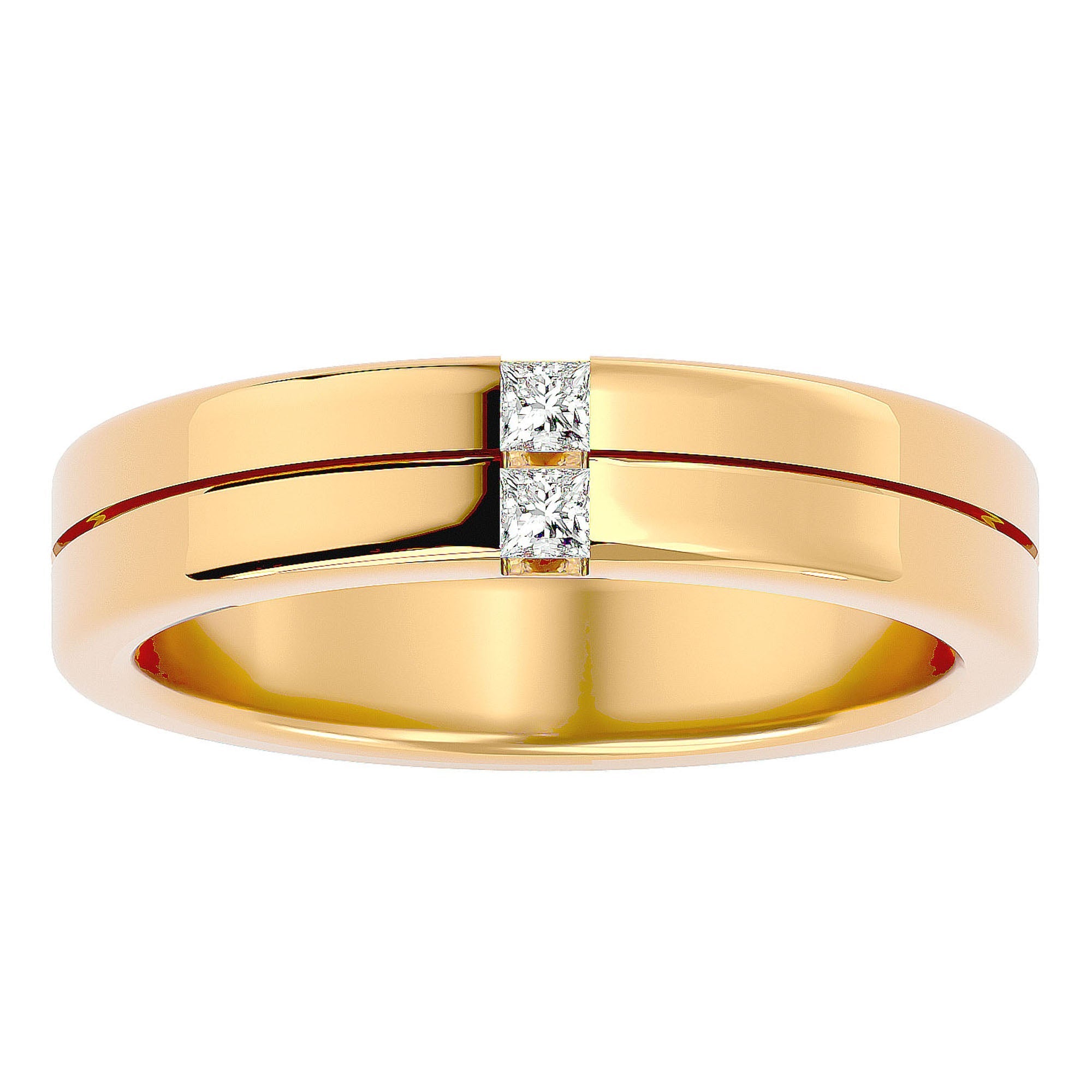 Verighetă din Aur 14k cu Tăietură si Diamante Create în Laborator de 0.14 ct din 14k Aur Galben - Castelo.ro