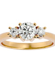 Inel de Logodnă din Aur 14k cu Trei Diamante Naturale Pavè de 1.18 ct din 14k Aur Galben - Castelo.ro