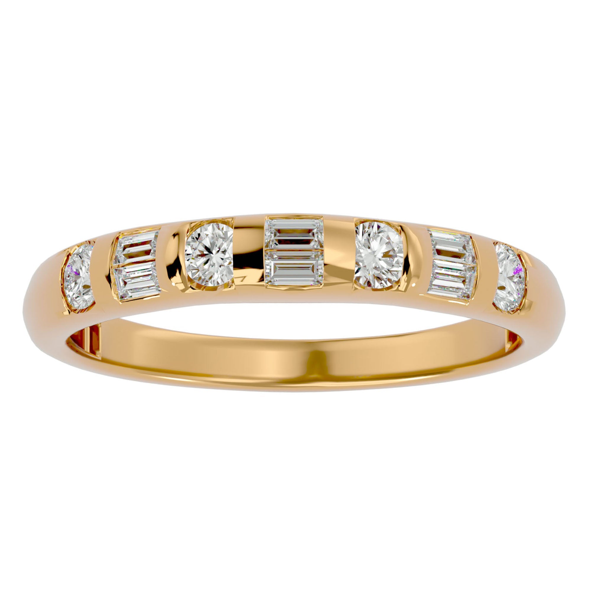 Inel Bagheta Eternity cu Diamante Create în Laborator de 0.56 ct din 18k Aur Galben - Castelo.ro