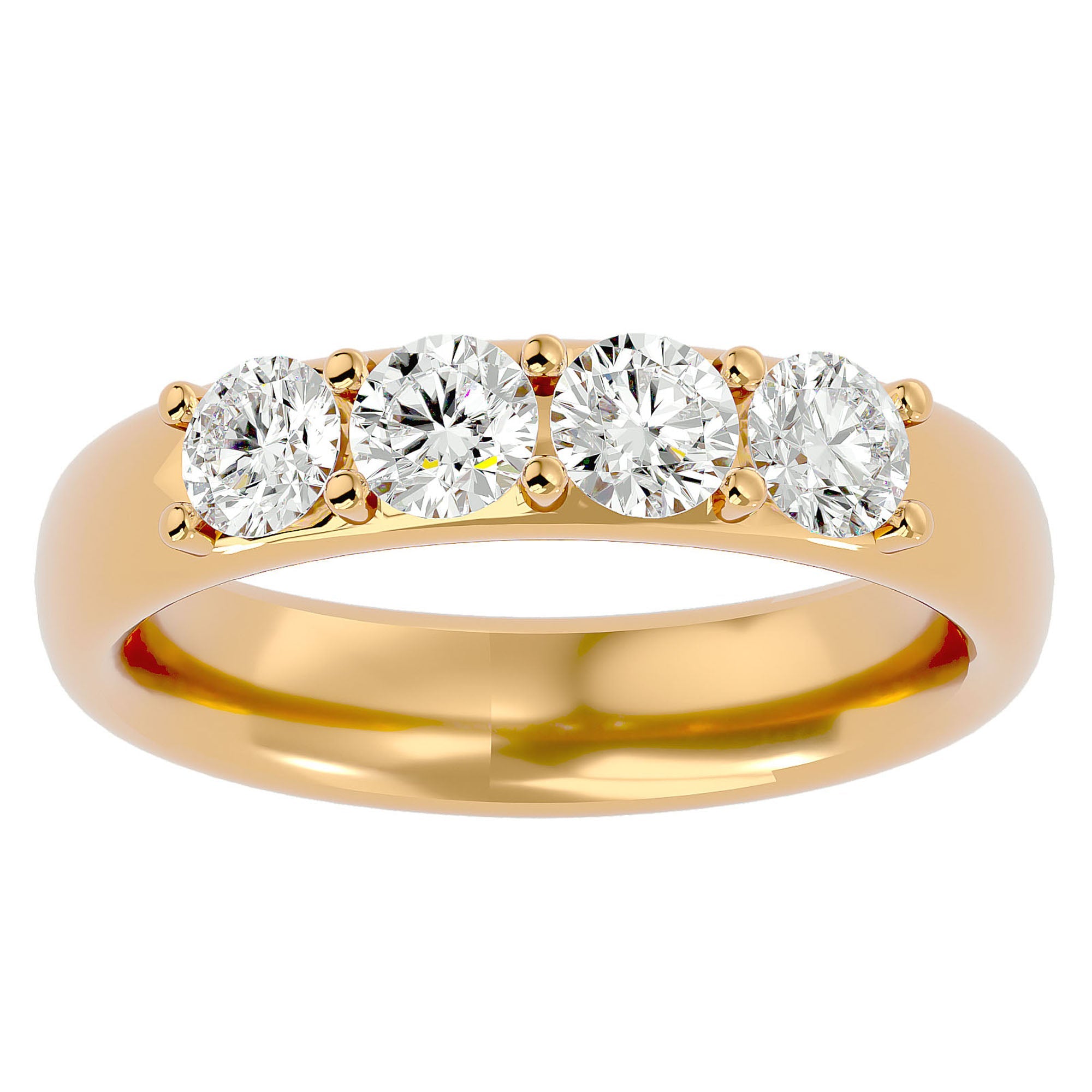 Verighetă Eternity cu 4 Diamante Naturale de 0.96 ct din 18k Aur Galben - Castelo.ro