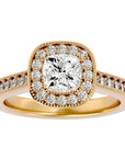 Inel de Logodnă Halo Pavé din Aur 14k cu Diamante Create în Laborator de 1.92 ct din 18k Aur Galben - Castelo.ro