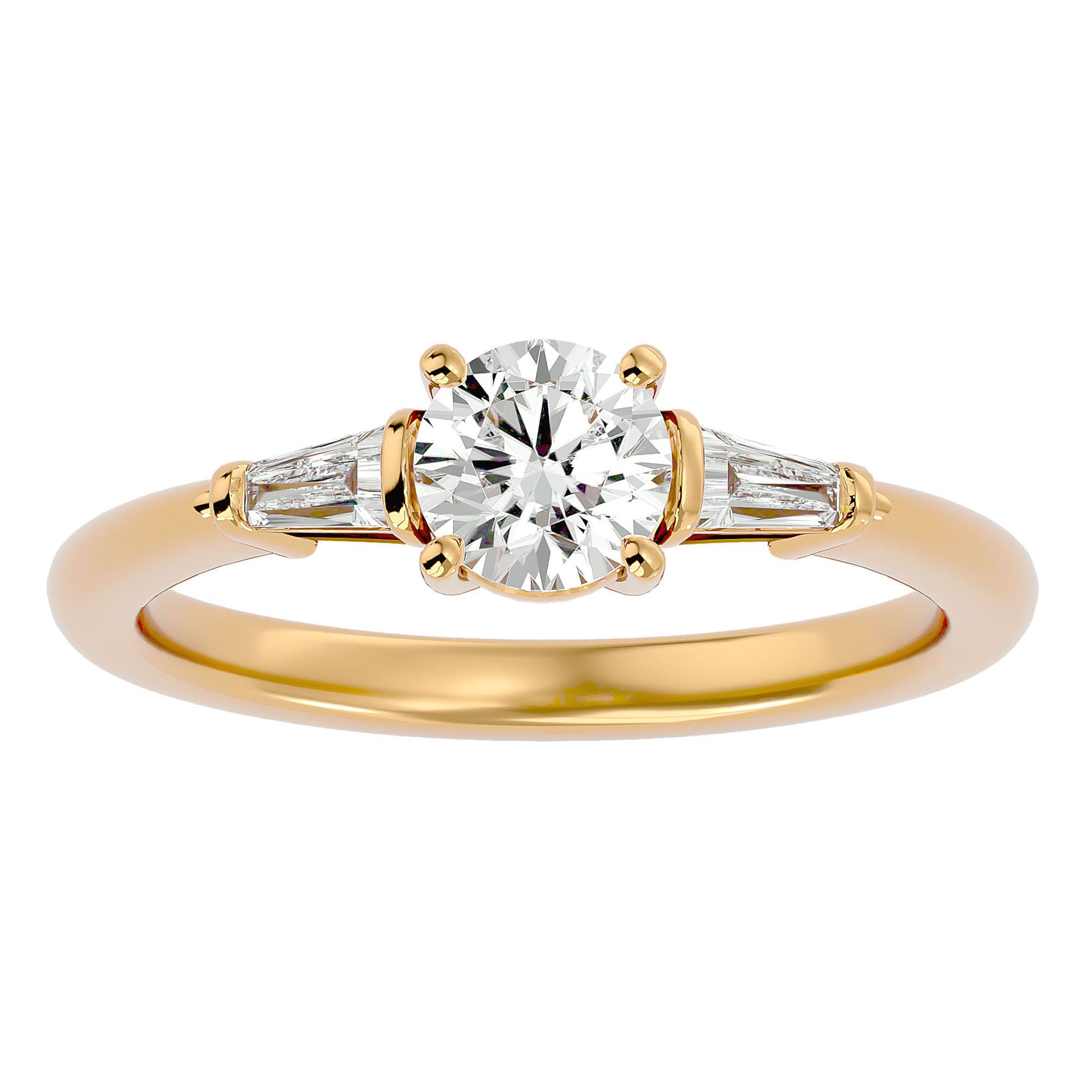 Inel de Logodnă cu Trei Moissanite de 0.93 ct din 18k Aur Galben - Castelo.ro