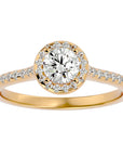 Inel de Logodnă Talisman cu Diamante Create în Laborator Halo Pavé de 0.89 ct din 18k Aur Galben - Castelo.ro