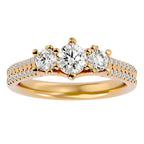 Inel de Logodnă Solitaire Pavè cu Diamante Create în Laborator de 0.90 ct din 18k Aur Galben - Castelo.ro