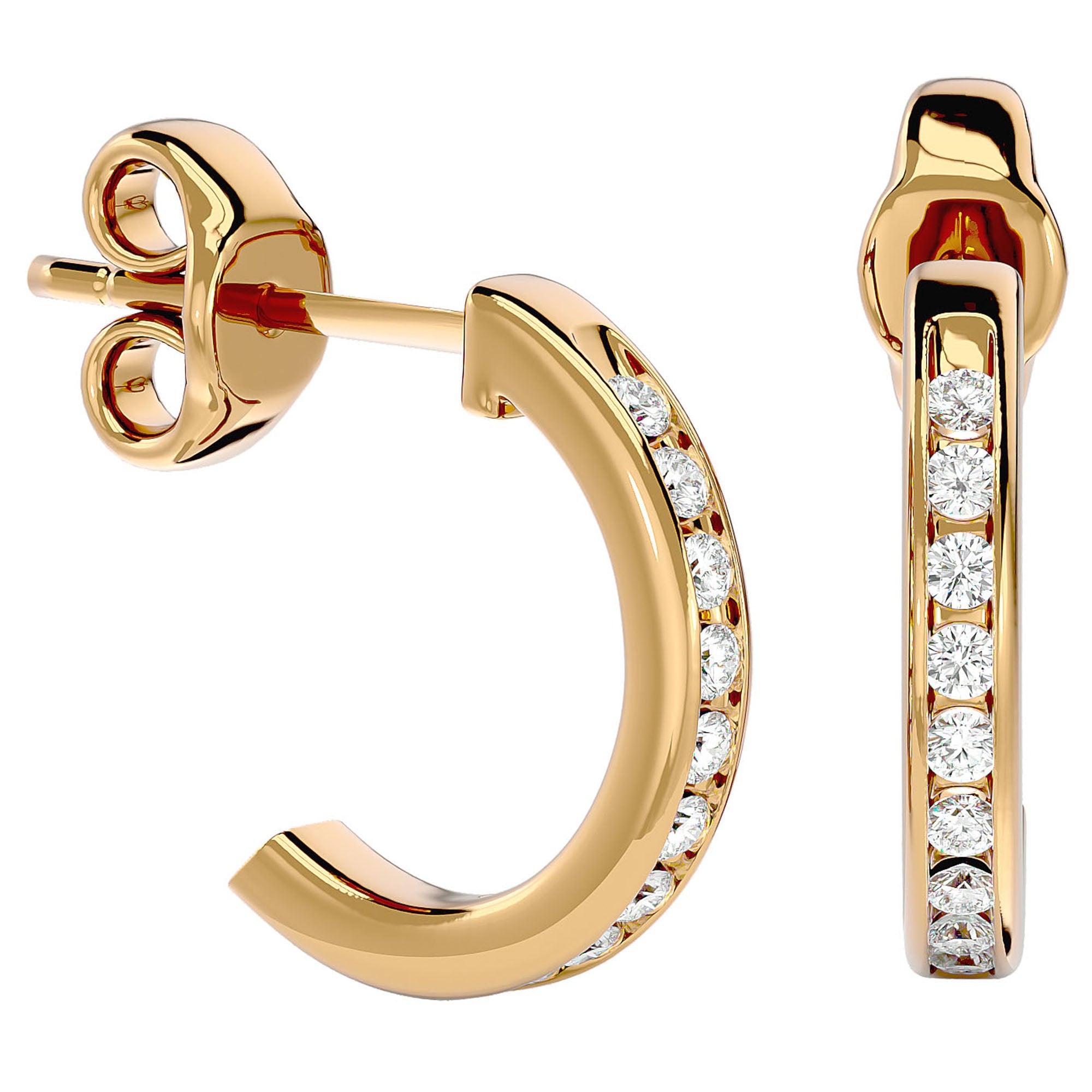 Cercei Hoop Regali din Aur 14k cu Moissanite de 0.54 ct din 14k Aur Galben - Castelo.ro