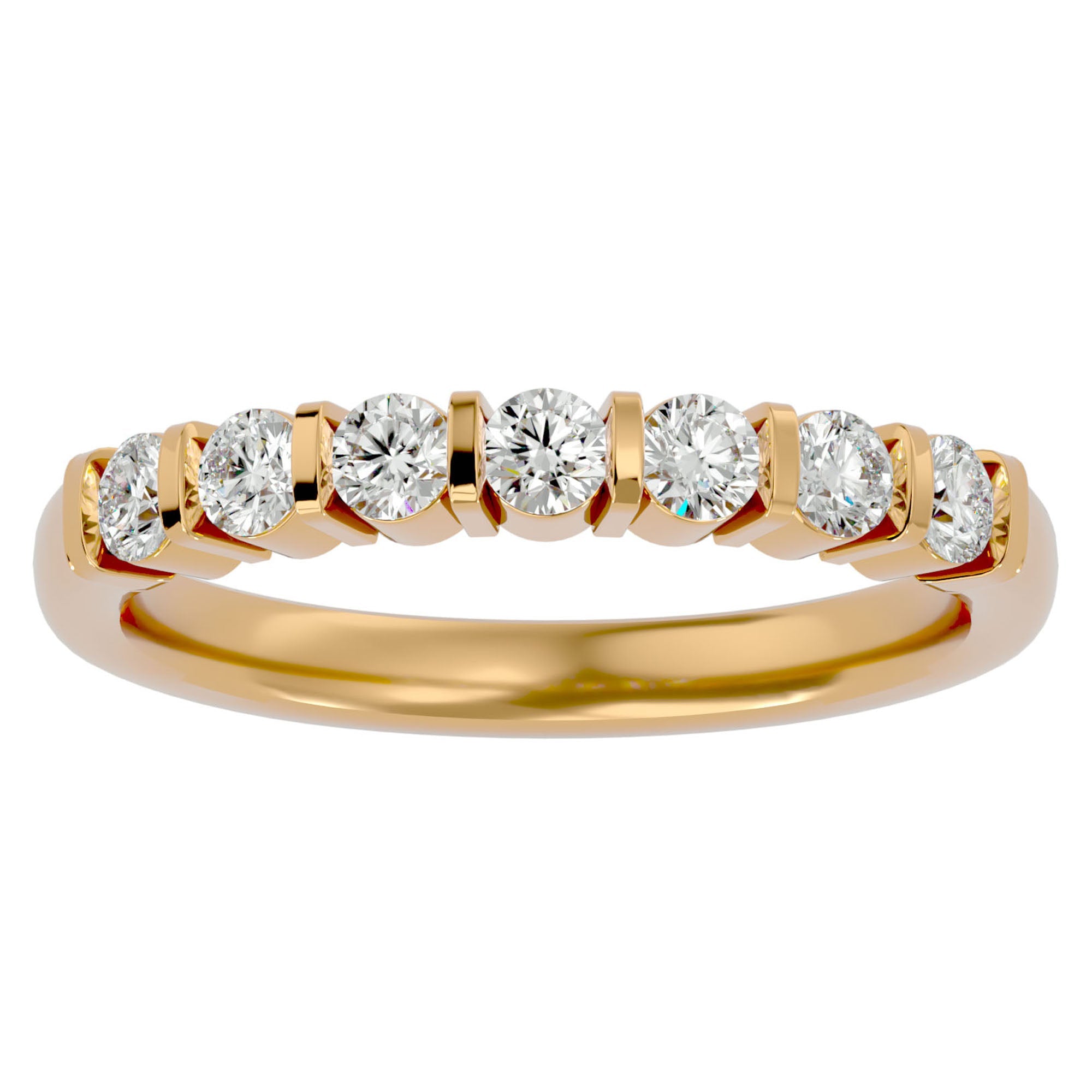 Inel Cu 7 Moissanite de 0.52 ct din 18k Aur Galben - Castelo.ro
