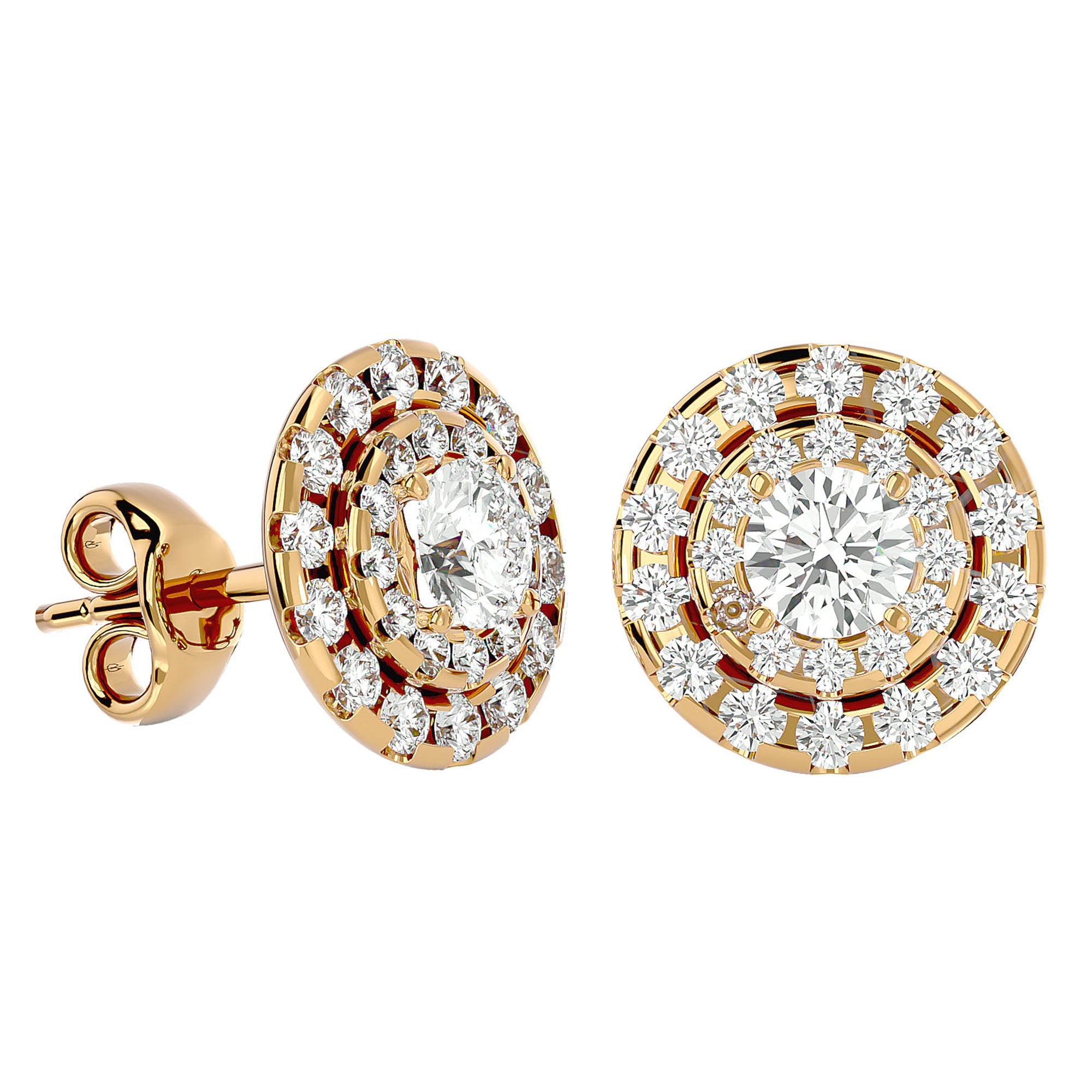 Cercei Halo Distins Cu Diamante Naturale de 1.97 ct din 18k Aur Galben - Castelo.ro