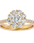 Inel de Logodnă Fleur cu Moissanite Halo Pavé de 1.64 ct din 18k Aur Galben - Castelo.ro