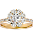 Inel de Logodnă Fleur cu Moissanite Halo Pavé de 1.64 ct din 18k Aur Galben - Castelo.ro