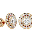 Cercei Halo Distins Cu Moissanite de 1.97 ct din 18k Aur Galben - Castelo.ro