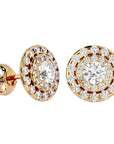 Cercei Halo Distins Cu Moissanite de 1.97 ct din 18k Aur Galben - Castelo.ro