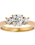 Inel de Logodnă din Aur 14k cu Trei Diamante Create în Laborator Pavè de 1.18 ct din 14k Aur Galben - Castelo.ro