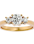 Inel de Logodnă din Aur 14k cu Trei Diamante Create în Laborator Pavè de 1.18 ct din 14k Aur Galben - Castelo.ro