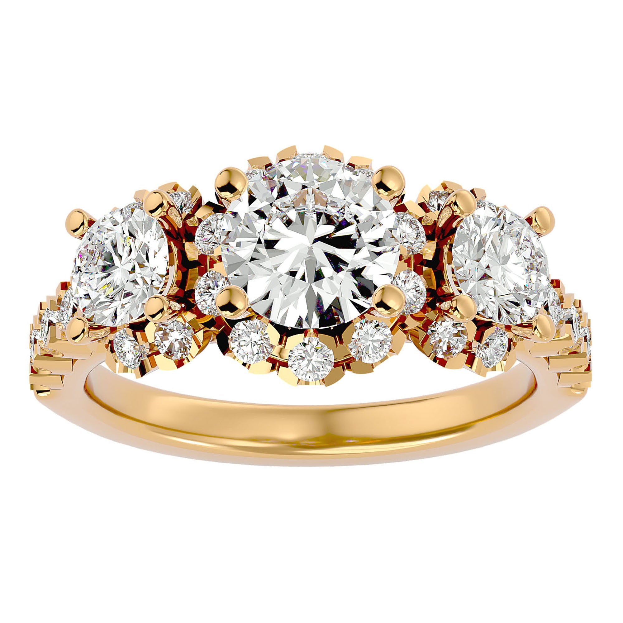 Inel de Logodnă Imperial cu Diamante Naturale de 2.04 ct din 18k Aur Galben - Castelo.ro