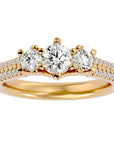 Inel de Logodnă Solitaire Pavè din Aur 14k cu Diamante Naturale de 0.90 ct din 14k Aur Galben - Castelo.ro