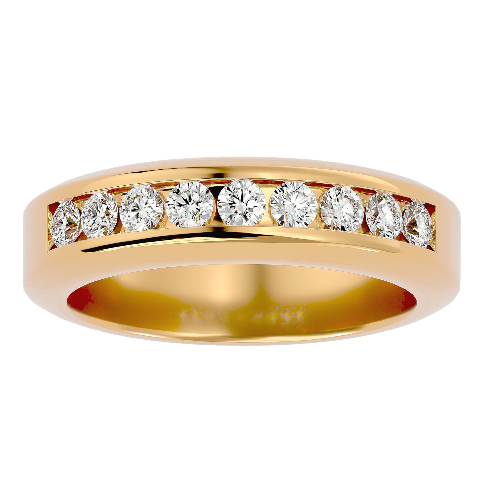 Verighetă Chloé cu Bandă De Moissanite de 0.74 CT din 18k Aur Galben - Castelo.ro