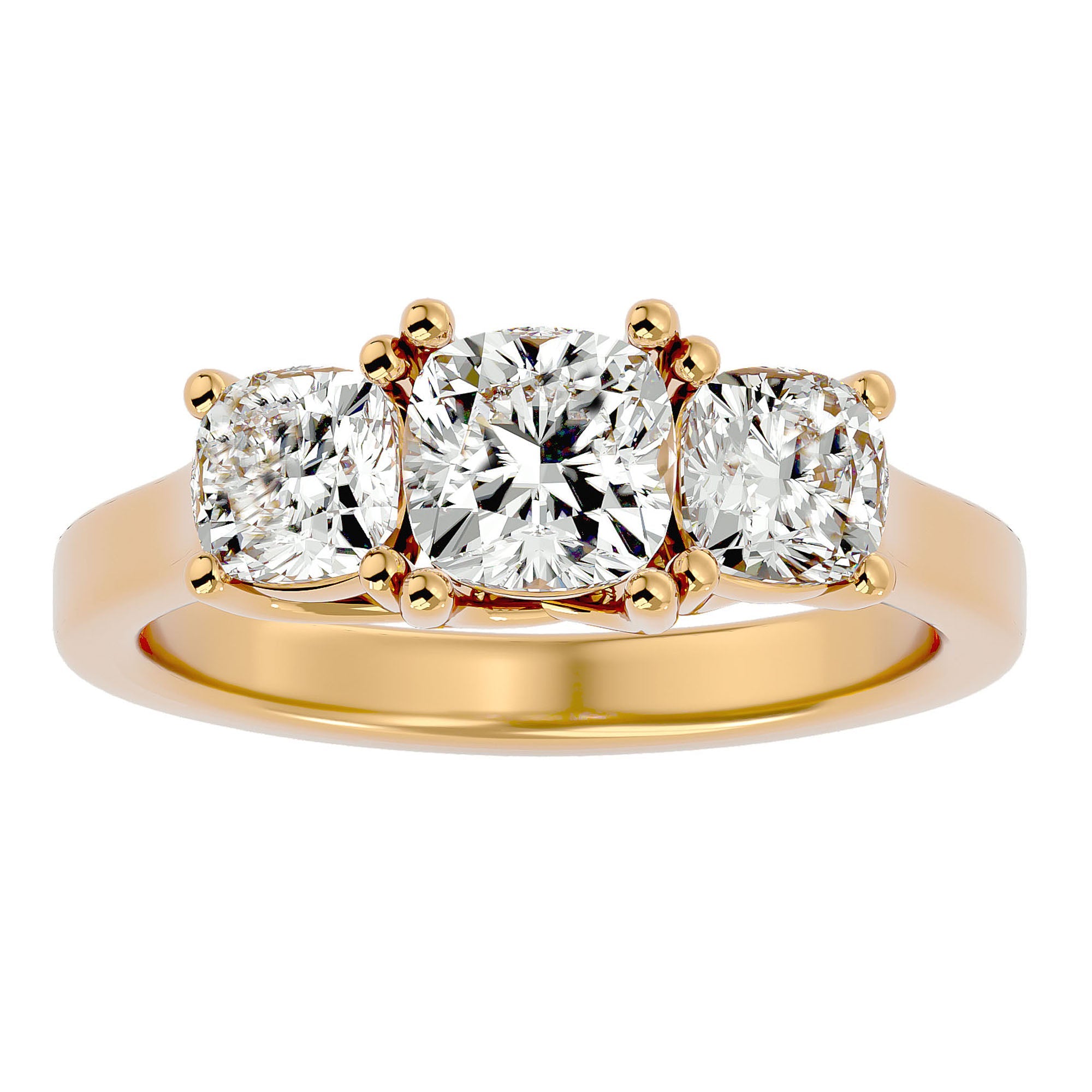Inel de Logodnă Contessina din Aur 14k cu Trei Moissanite de 2.47 ct din 14k Aur Galben - Castelo.ro