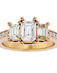 Inel de Logodnă din Aur 14k Trei Diamante Create în Laborator de 2.46 ct din 14k Aur Galben - Castelo.ro