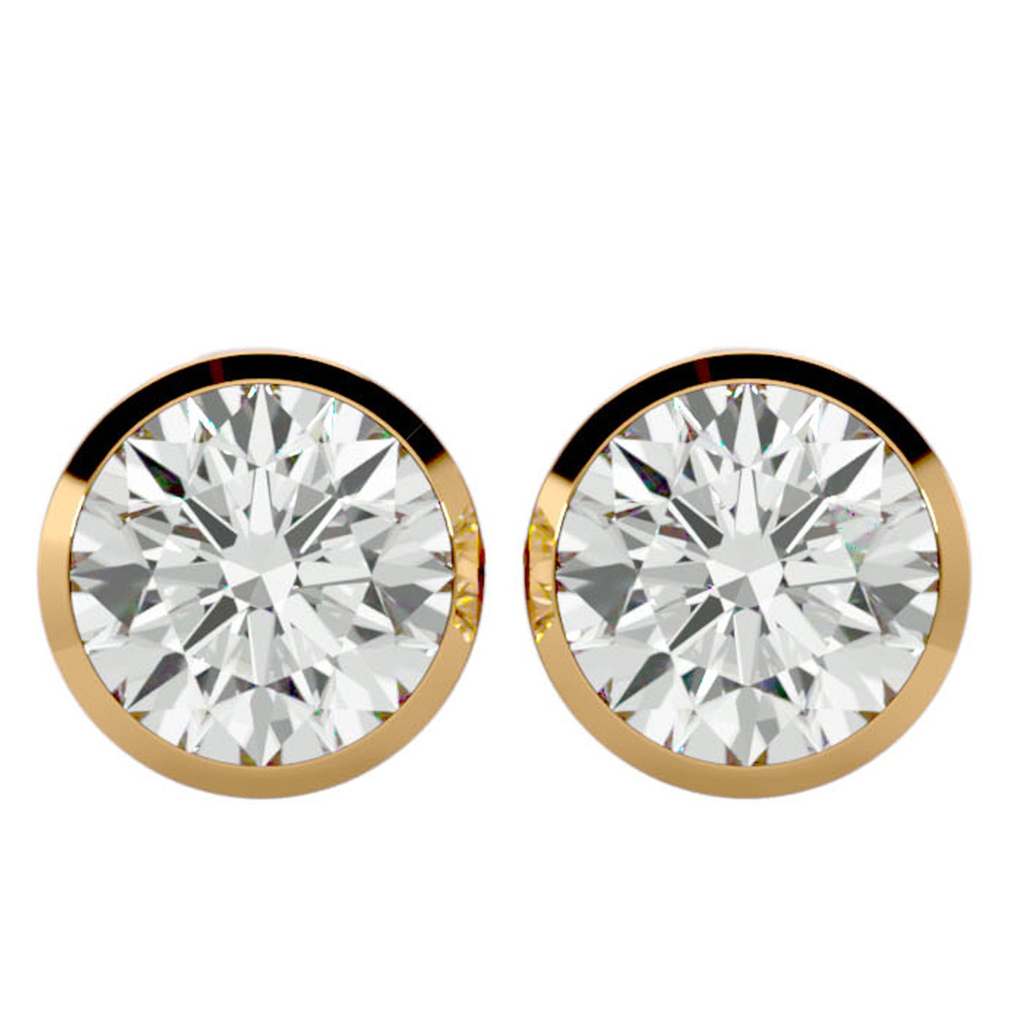Cercei cu Diamant Natural In Montură Bezel de 1.18 ct din 18k Aur Galben - Castelo.ro