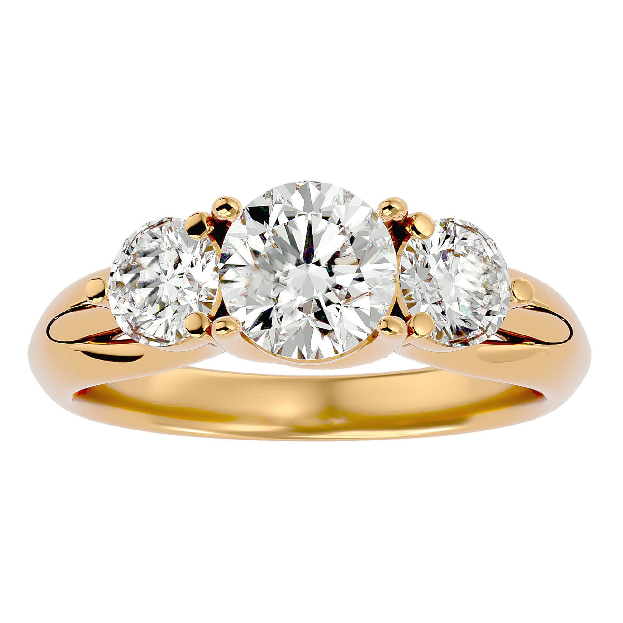 Inel de Logodnă din Aur 14k cu Trei Diamante Naturale de 2.22 ct din 14k Aur Galben - Castelo.ro