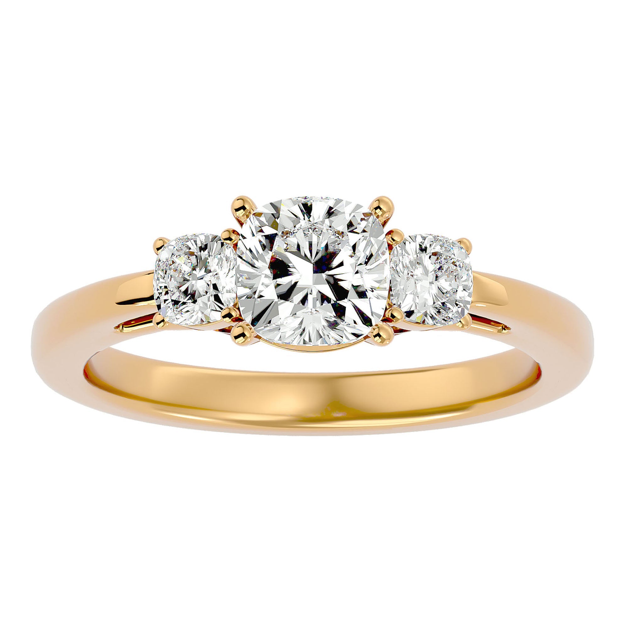 Inel de Logodnă Solitaire cu Trei Diamante Naturale de 1.57 ct din 18k Aur Galben - Castelo.ro