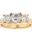 Inel de Logodnă din Aur 14k cu Trei Diamante Create în Laborator de 2.20 ct din 14k Aur Galben - Castelo.ro