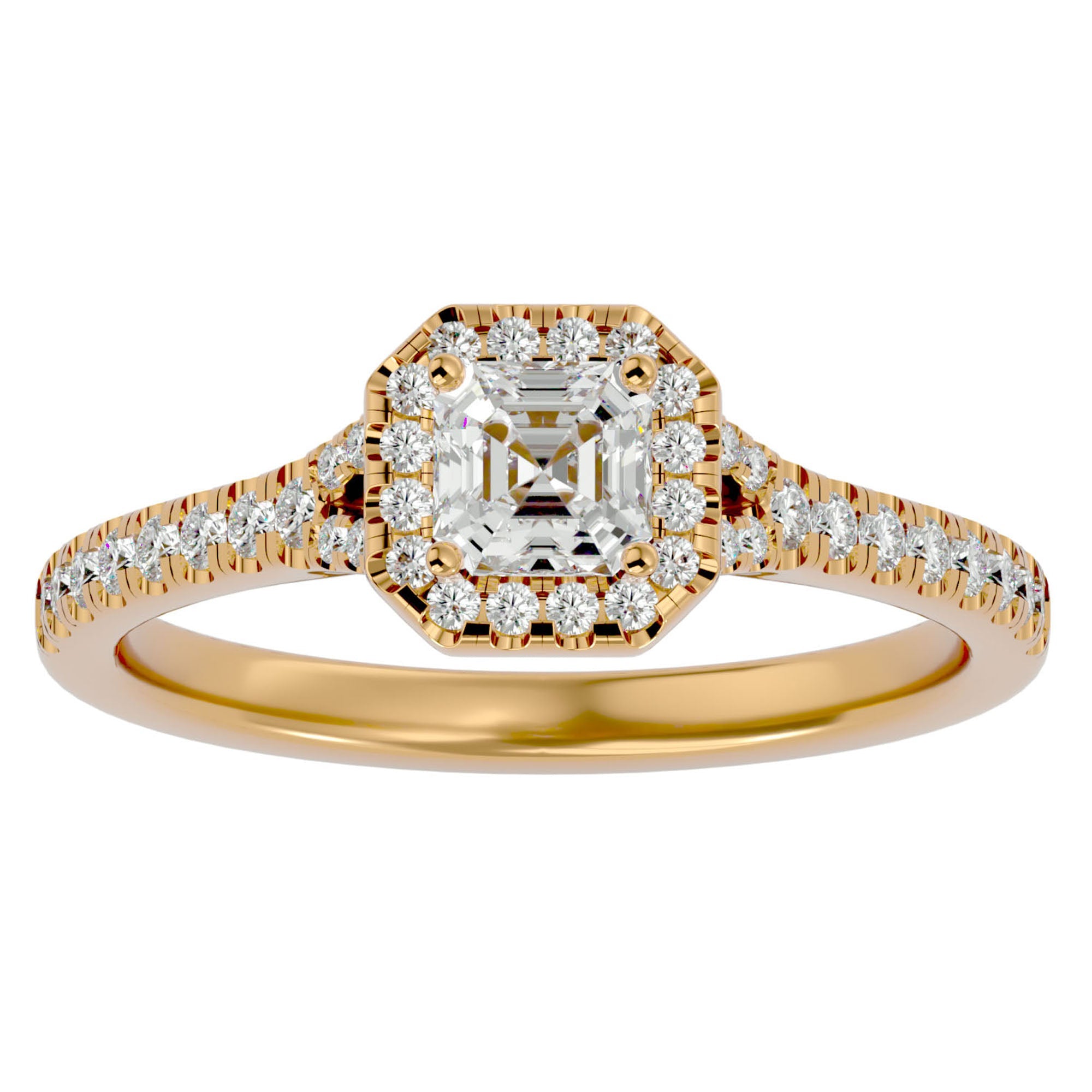 Inel de Logodnă Retro Pavé din Aur 14k cu Diamante Naturale de 0.46 ct din 14k Aur Galben - Castelo.ro