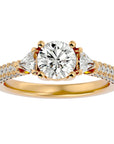 Inel de Logodnă cu Trei Diamante Create în Laborator Pavè de 1.63 ct din 18k Aur Galben - Castelo.ro