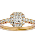 Inel de Logodnă Fleur Pavé cu Moissanite de 0.94 ct din 18k Aur Galben - Castelo.ro