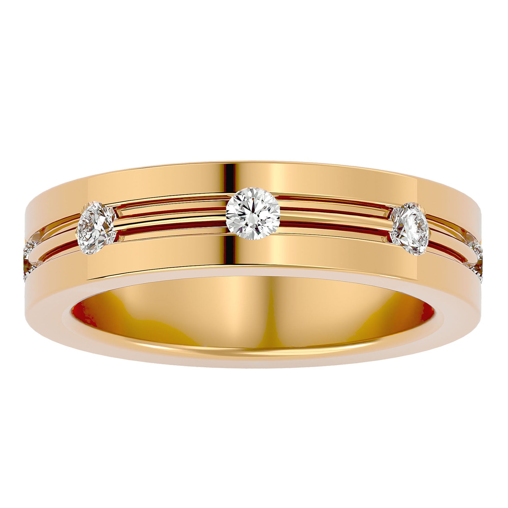 Verighetă cu Bandă De Diamante Naturale de 0.56 ct din 18k Aur Galben - Castelo.ro