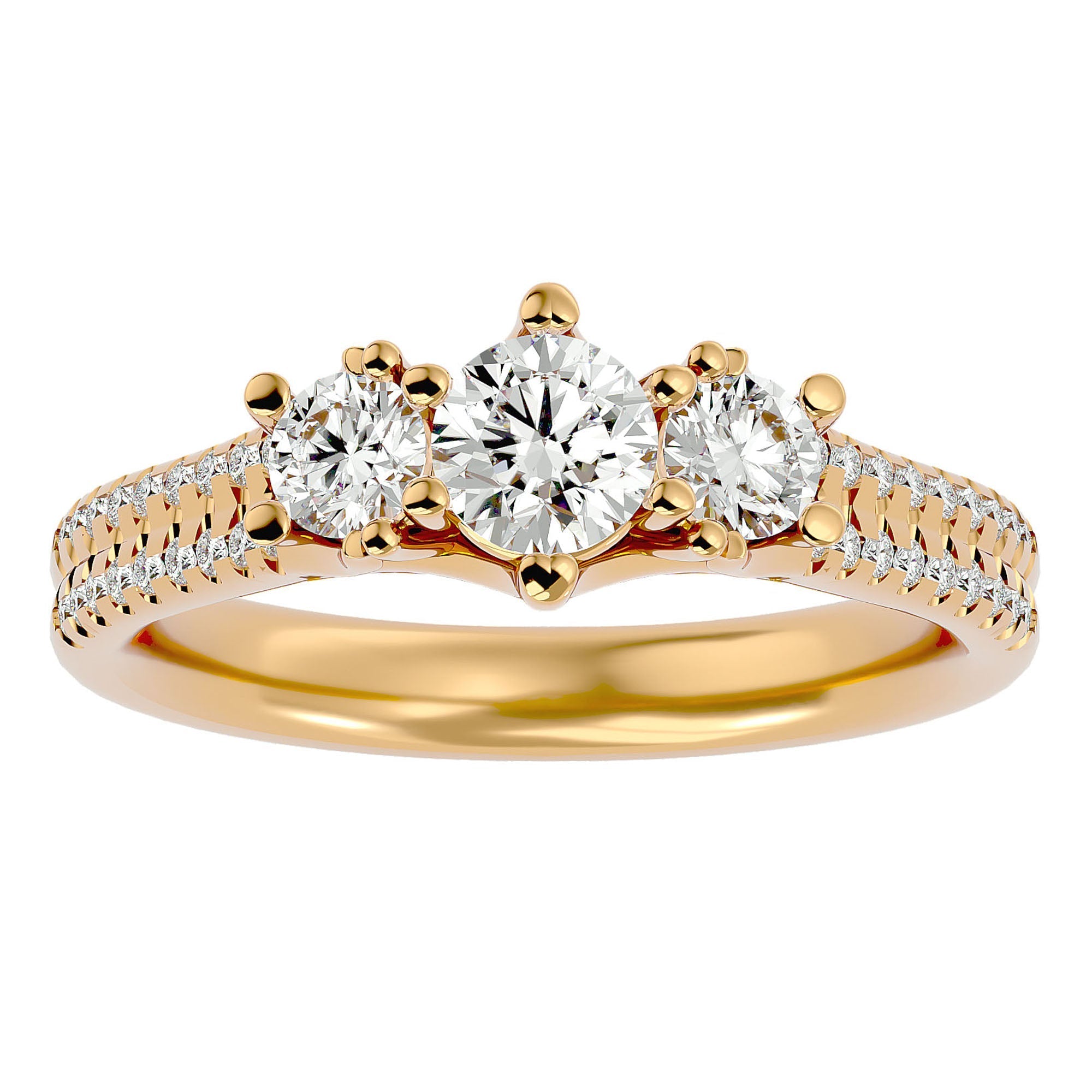 Inel de Logodnă Solitaire Pavè din Aur 14k cu Diamante Create în Laborator de 0.90 ct din 14k Aur Galben - Castelo.ro