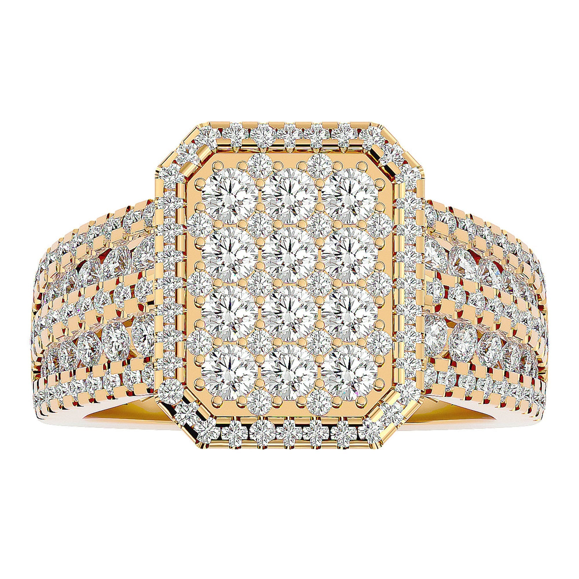 Inel Nobil din Aur 14k cu Diamante Create în Laborator Pavé de 1.53 ct din 14k Aur Galben - Castelo.ro