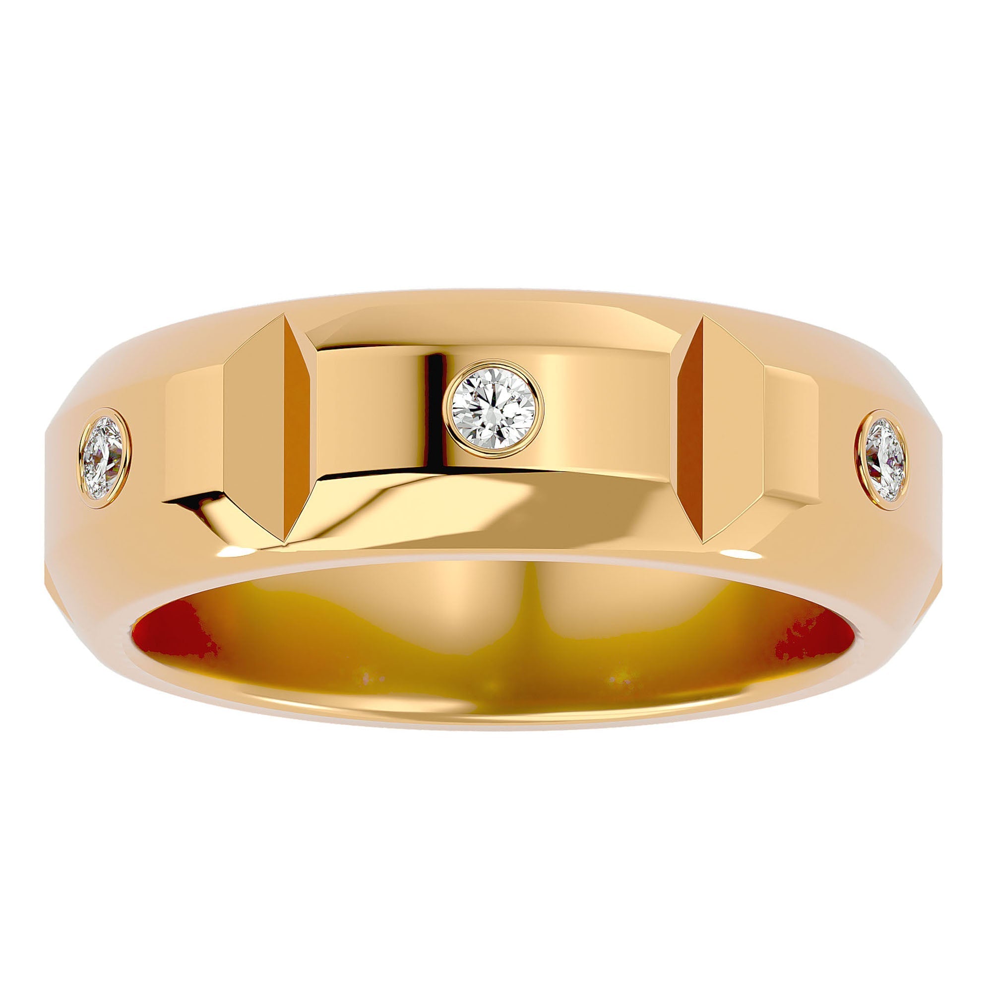 Verighetă cu Bandă De Diamante Create în Laborator de 0.18 ct din 18k Aur Galben - Castelo.ro