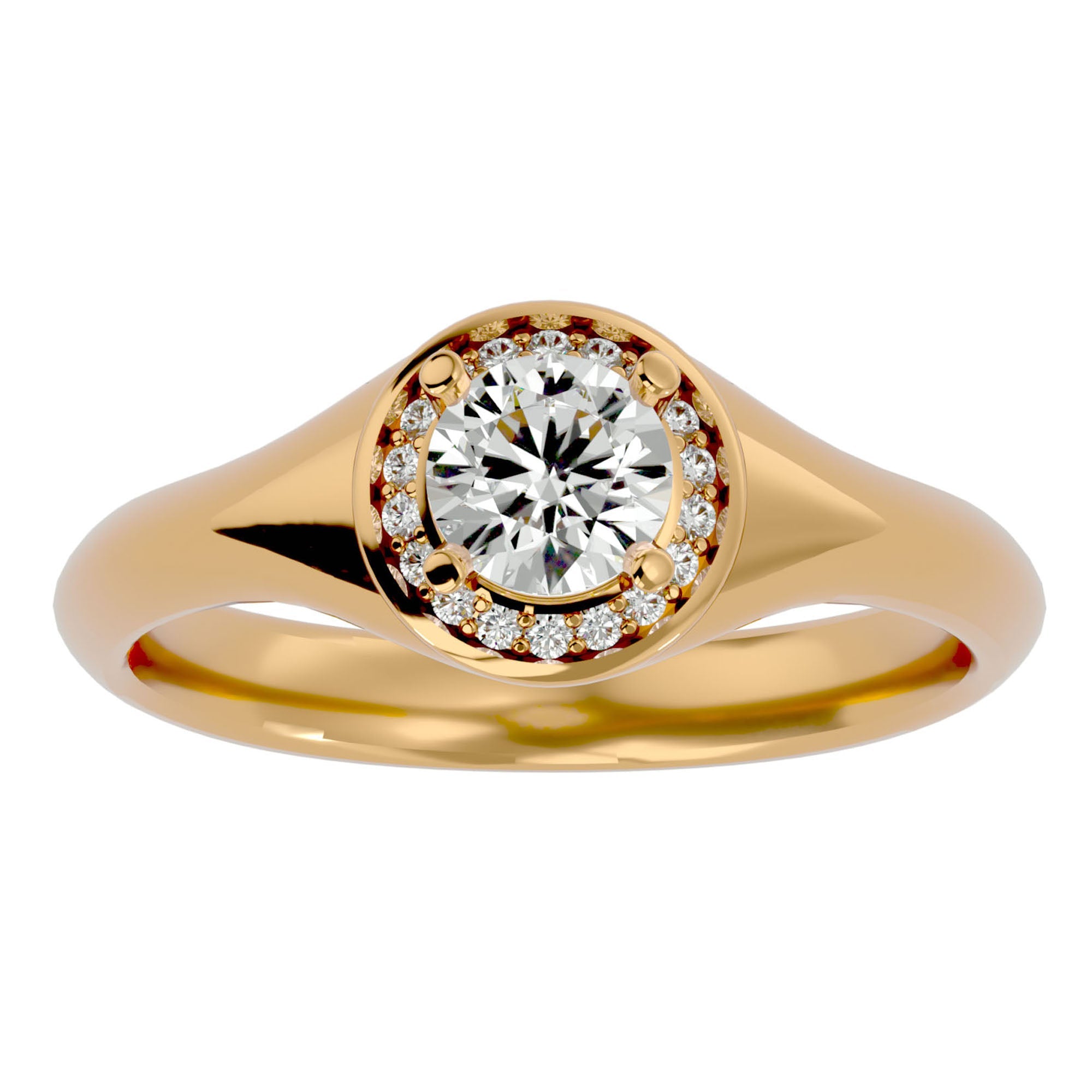 Inel de Logodnă Retro din Aur 14k cu Diamante Naturale Brilliant Halo de 0.54 ct din 14k Aur Galben - Castelo.ro