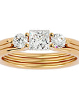 Inel Triplu de Logodnă Cu Trei Diamante Create în Laborator de 0.96 ct din 18k Aur Galben - Castelo.ro