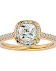 Inel de Logodnă Halo Pavé din Aur 14k cu Diamante Create în Laborator de 1.79 ct din 14k Aur Galben - Castelo.ro