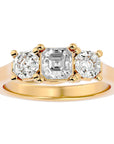 Inel de Logodnă cu Trei Diamante Naturale de 2.20 ct din 18k Aur Galben - Castelo.ro