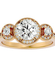 Inel de Logodnă Vintage Cu Trei Diamante Create în Laborator de 1.43 ct din 18k Aur Galben - Castelo.ro