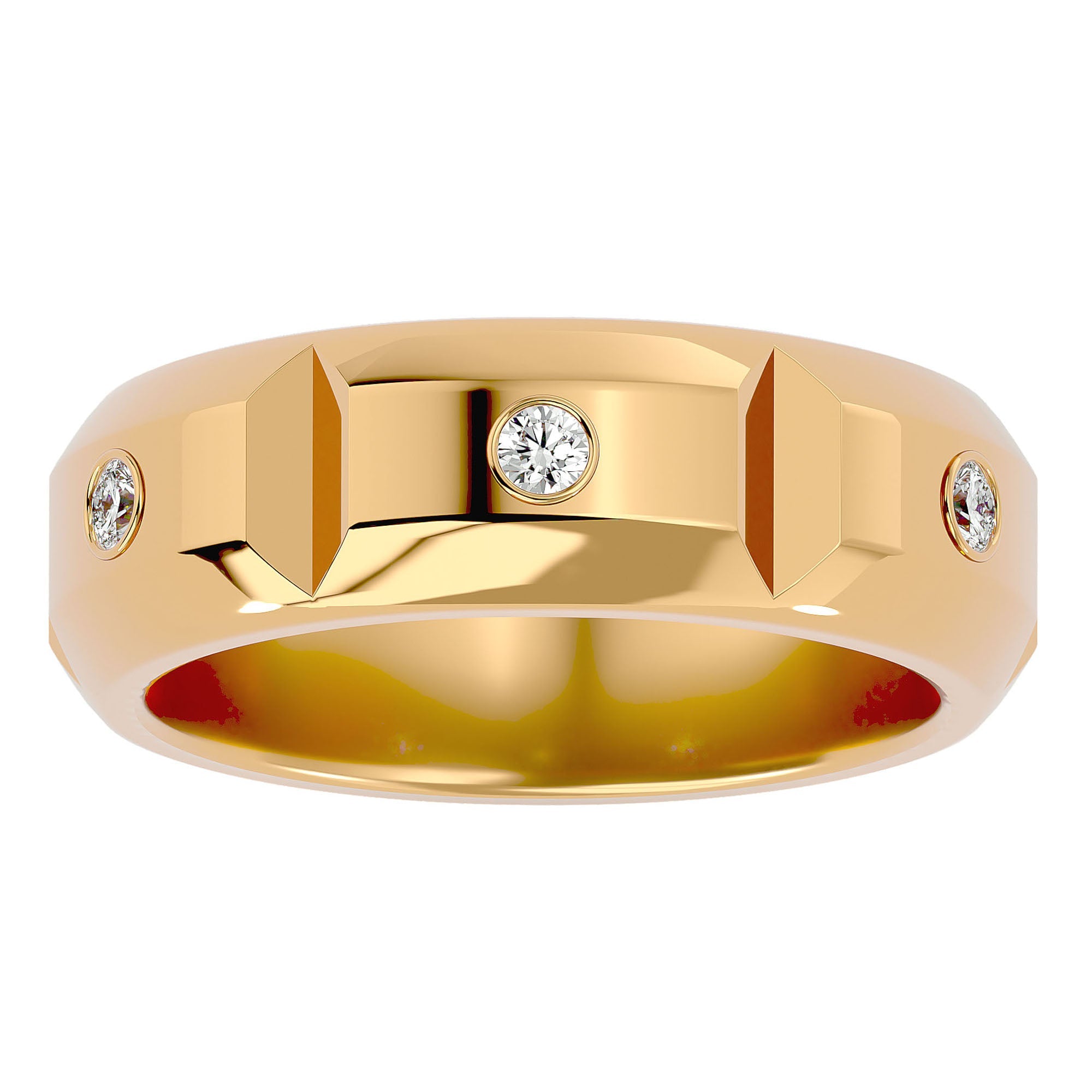 Verighetă din Aur 14k cu Bandă De Diamante Naturale de 0.18 ct din 14k Aur Galben - Castelo.ro