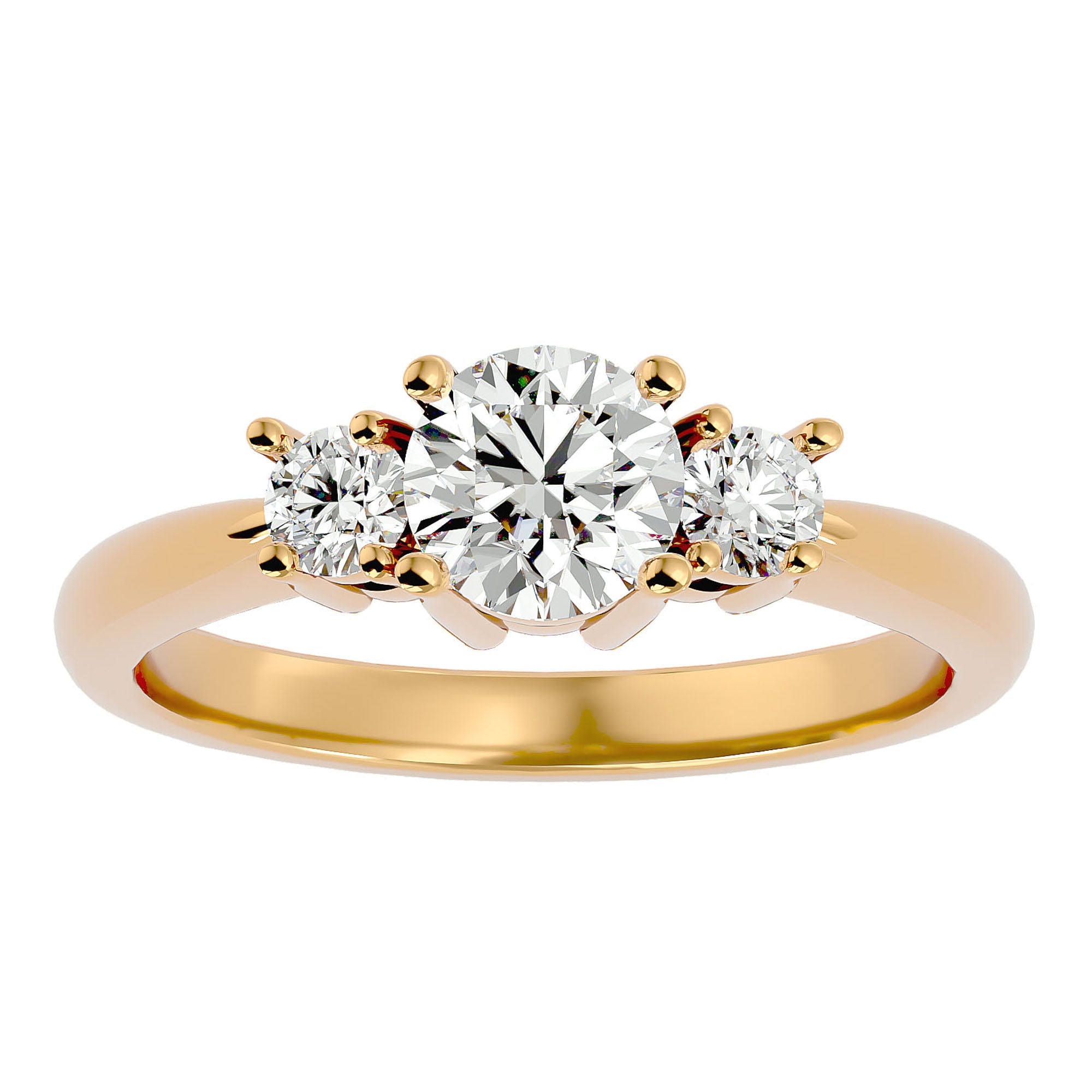 Inel de Logodnă cu Trei Diamante Naturale Pavè de 1.18 ct din 18k Aur Galben - Castelo.ro