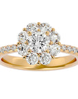 Inel de Logodnă Fleur din Aur 14k cu Diamante Naturale Halo Pavé de 1.64 ct din 14k Aur Galben - Castelo.ro