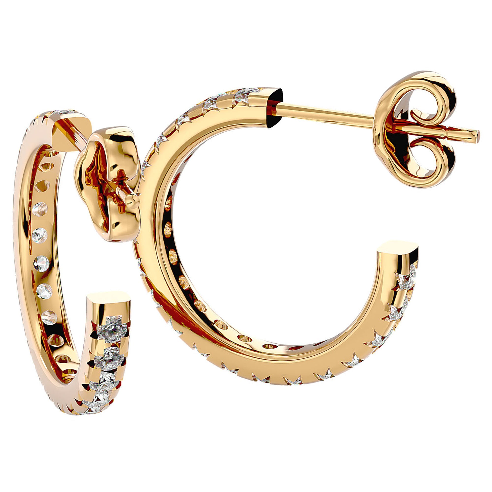 Cercei Hoop din Aur 14k Cu Diamante Naturale de 0.70 ct din 14k Aur Galben - Castelo.ro