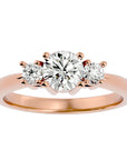 Inel de Logodnă din Aur 14k cu Trei Diamante Naturale Pavè de 1.18 ct din 14k Aur Roz - Castelo.ro